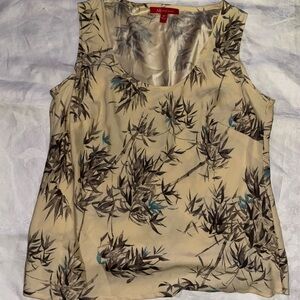 Anne Klein Beige Floral Sleeveless Blouse